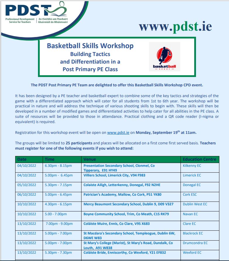 PDST PP PE Workshop Flyer
